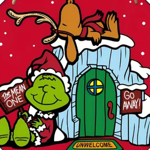 Charlie Brown and The Grinch Holiday Mashup Wooden Plaque - Picture 2 of 5